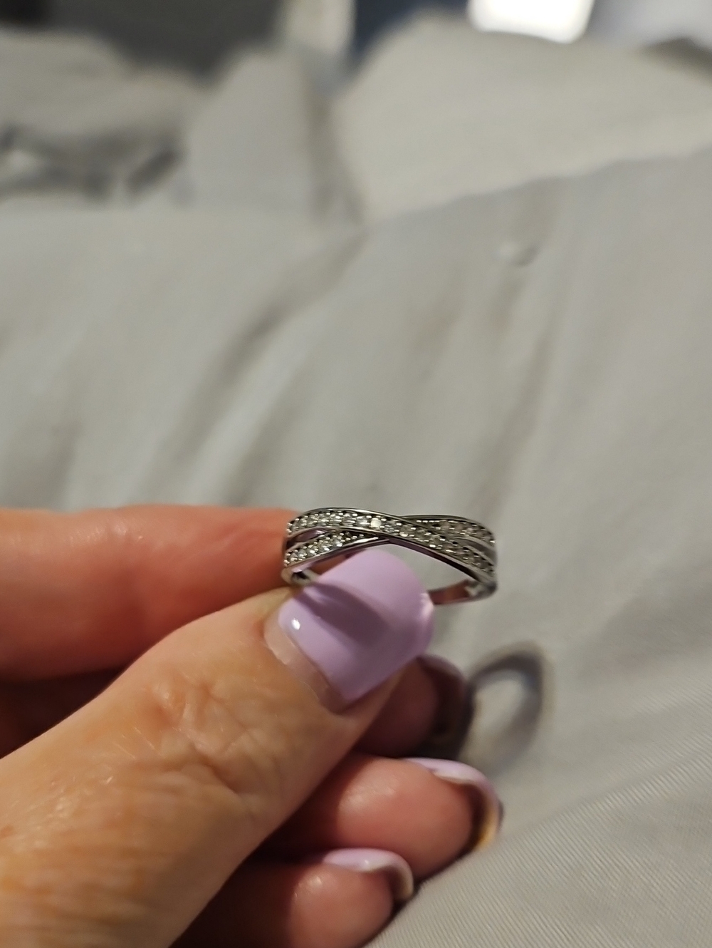 Sterling Silver Crisscross Pavé Ring - Silver